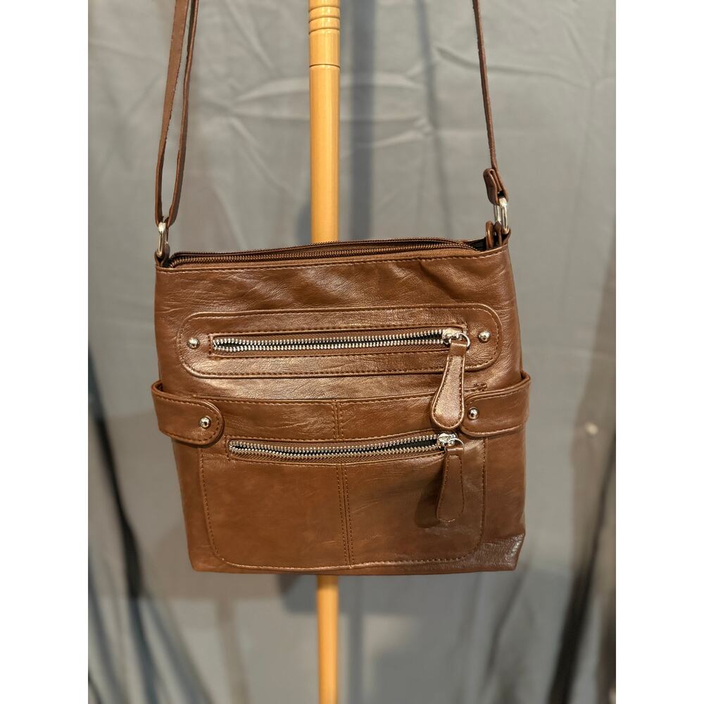 Sam & Hadley Brown Crossbody Bag Multi Pocket Organizer Purse